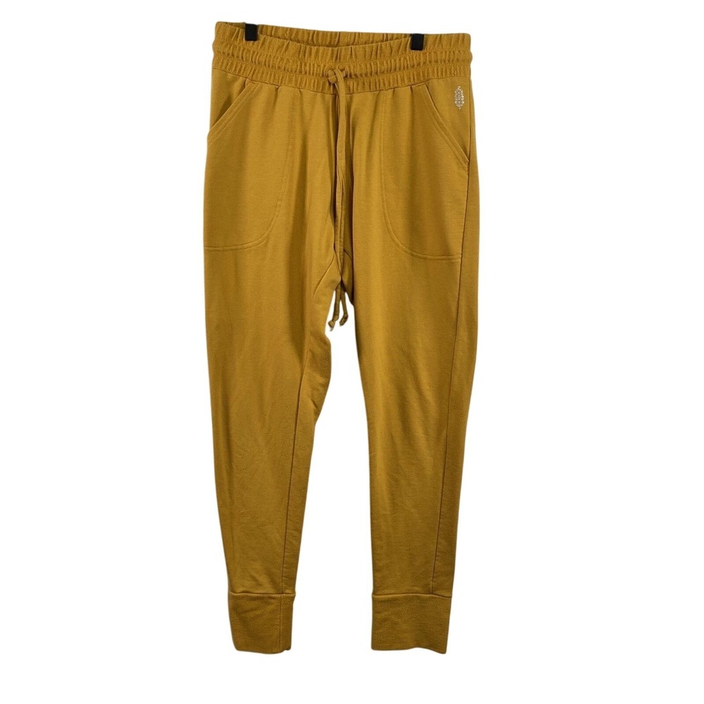 FP Movement Pants Womens Medium Yellow Mustard Joggers Sweatpants Pockets Lounge